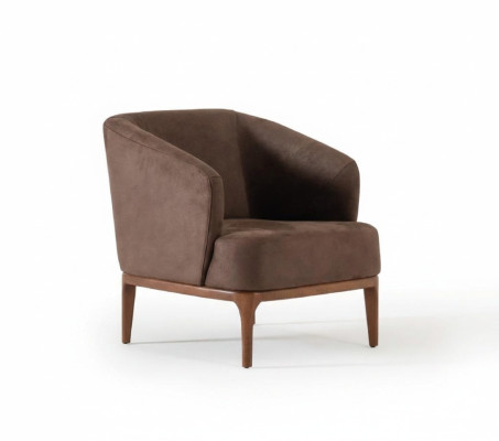 Sedia di lusso monoposto in pelle marrone per salotto da designer