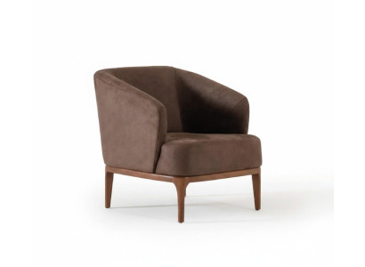 Sedia di lusso monoposto in pelle marrone per salotto da designer