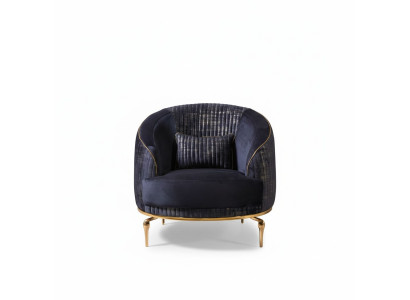 Poltrona soggiorno imbottita monoposto moderno tessuto nuovo blu lusso
