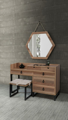 Camera da letto Specchiera Comò in legno Design moderno Di lusso Marrone nuovo