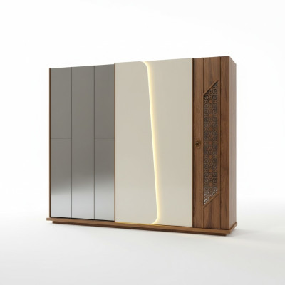 Camera da letto Armadio Armadio Legno Design marrone Lusso Armadi a LED