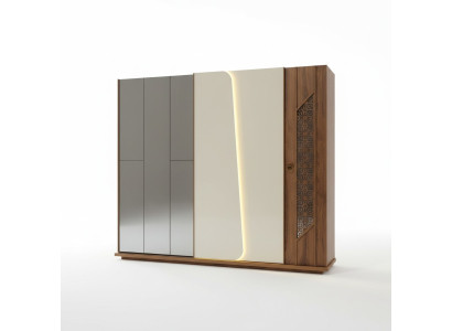 Camera da letto Armadio Armadio Legno Design marrone Lusso Armadi a LED