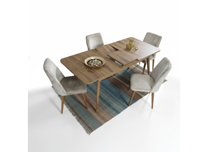 Set da pranzo, tavolo con 4 sedie, completo 5 pezzi.