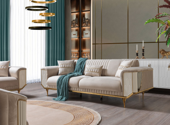 Set di divani di lusso 3311, divano imbottito, mobili, set da tre pezzi in tessuto