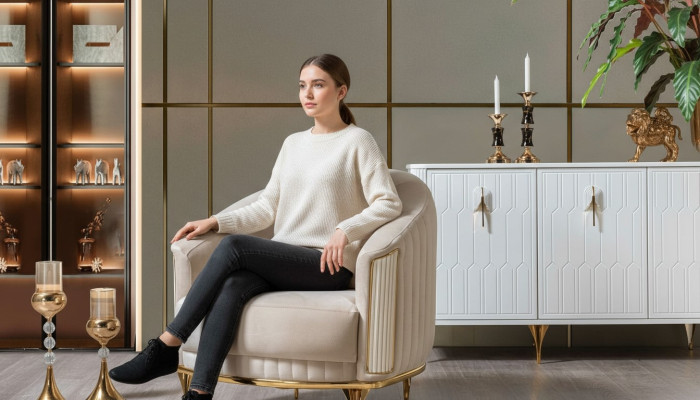 Poltrona da salotto 1 posto divano in tessuto di lusso nuovo design