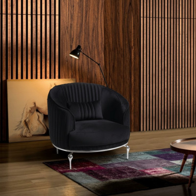 Poltrona design soggiorno divano tessuto imbottito lusso sedile nuovo nero