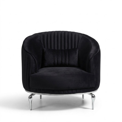 Poltrona design soggiorno divano tessuto imbottito lusso sedile nuovo nero