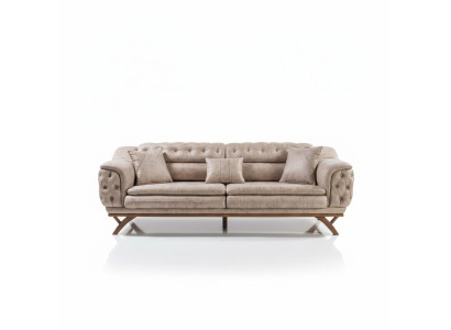 Chesterfield divano a 3 posti beige design divani imbottiti tessuto divano