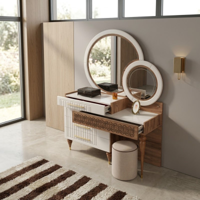 Camera da letto Set di cassettiere con specchio Insieme mobili in legno Nuovo.