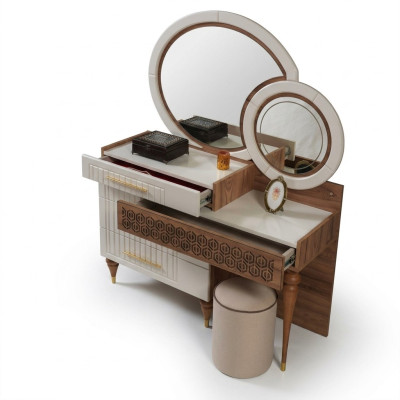 Camera da letto Set di cassettiere con specchio Insieme mobili in legno Nuovo.