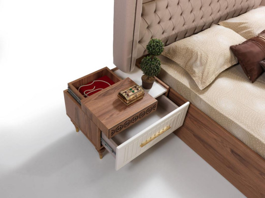 Letto imbottito di design di lusso doppio Hotel Chesterfield mobili in legno nuovi