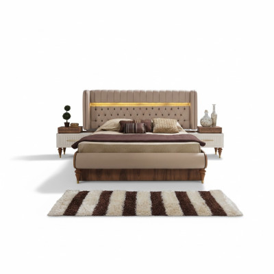 Letto imbottito di design di lusso doppio Hotel Chesterfield mobili in legno nuovi