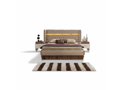 Letto imbottito di design di lusso doppio Hotel Chesterfield mobili in legno nuovi