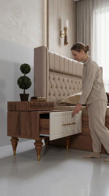Camera da letto Comodini Materiale Legno Stile Arredamento Marrone Nuovo Di lusso