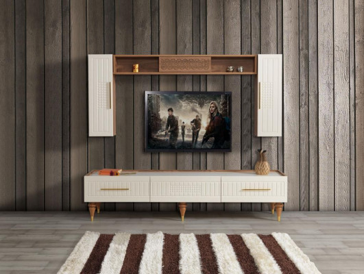 Muro vivente Soggiorno Stile moderno Mobili di lusso Pareti attrezzate Scaffale 3 pezzi