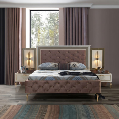 Camera da letto Design Letto Arredamento Lusso Letti Imbottiti marrone Moderno