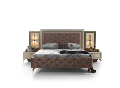 Camera da letto Design Letto Arredamento Lusso Letti Imbottiti marrone Moderno