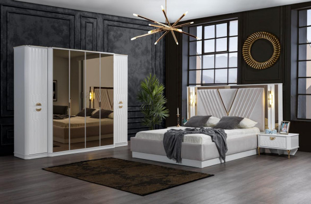 Camera da letto mobili in legno Armadio guardaroba Stile Moderno Bianco Nuovo