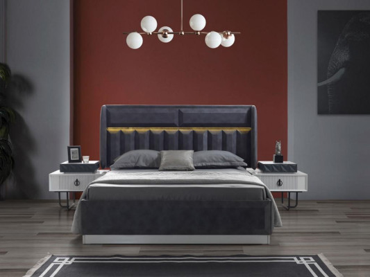 Set da camera da letto Letto 2x Comodino 5 pezzi Design Moderno di Lusso Completo