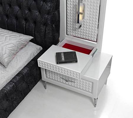 Camera da letto Letto 2x Comodino 5 pz. Set Design Moderno Lusso nuovo bianco