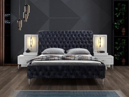 Camera da letto Letto 2x Comodino 5 pz. Set Design Moderno Lusso nuovo bianco