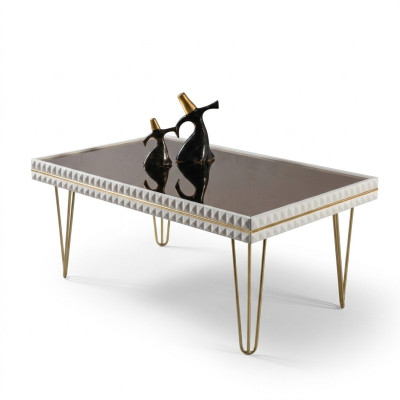 Soggiorno Tavolino Tavolo Design Mobili di lusso 111x64 Divano bianco