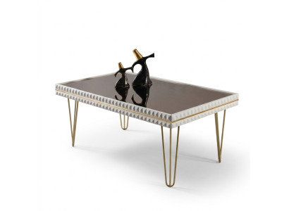 Soggiorno Tavolino Tavolo Design Mobili di lusso 111x64 Divano bianco