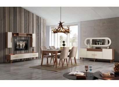 Set da pranzo completo Set completo Tavolo 4x sedie Gruppo pranzo in legno 11 pezzi marrone