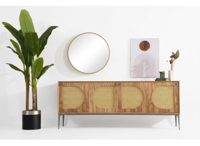 Contenitore con specchio credenza credenze legno armadio mobili marrone nuovo
