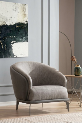 Poltrona monoposto di lusso 1 posto, seduta imbottita, design grigio, tessuto seduta nuovo.
