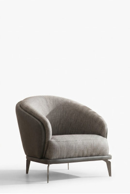 Poltrona monoposto di lusso 1 posto, seduta imbottita, design grigio, tessuto seduta nuovo.