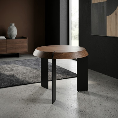 Tavolini d'appoggio rotondi design di lusso in marrone per il salotto. Nuovi.