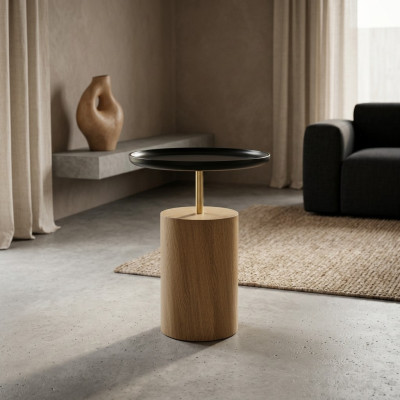 Tavolino Tavolo Legno Comodino Mobile Design Nero Tavolo Rotondo