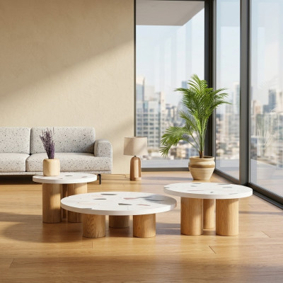 Tavolini da salotto Tavolini design per soggiorno 3 pezzi Stile italiano
