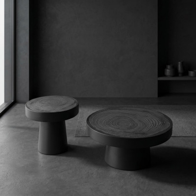 Tavolino da salotto rotondo, set di 2 tavolini da salotto design per la camera da letto.