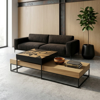 Tavolino marrone di lusso in legno design soggiorno tavolino da caffè mobili nuovi
