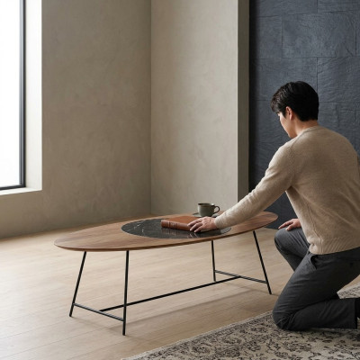 Tavolino da salotto Tavolo soggiorno Marrone Legno Tavolino da caffè Design Mobili Nuovi