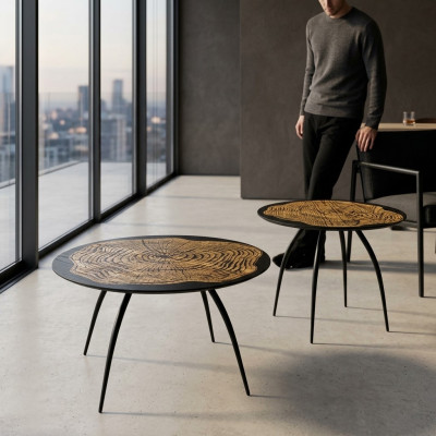 Tavolini da caffè di design di lusso neri, tavolini rotondi per il salotto.