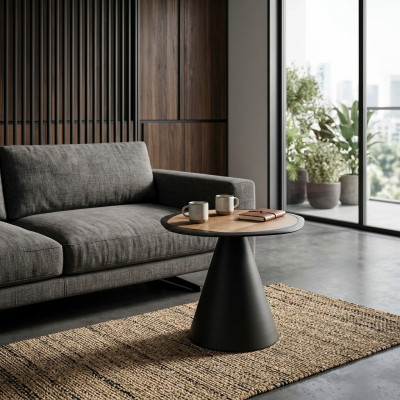 Tavolino da salotto design da salotto Tavolino da caffè Soggiorno Nero Tavolo Arredamento Rotondo