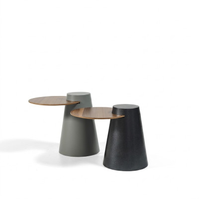Set di 2 tavolini da salotto/tavolini da caffè/tavolini laterali design Tavolini in vetro rotondi