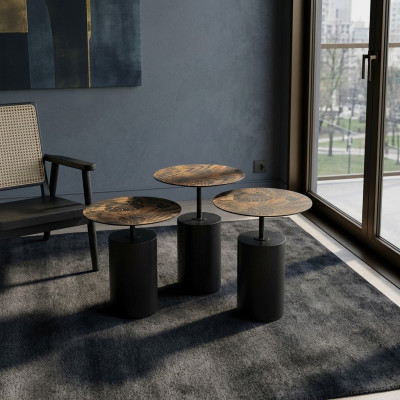 Set di 3 tavolini da caffè di design di lusso per il soggiorno.