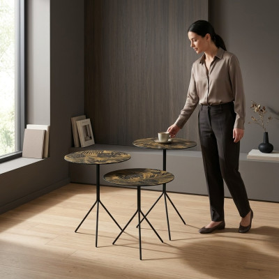 Tavoli rotondi Tavolo Tavolini Tavoli di lusso Design Tavolini da salotto 3 pezzi.