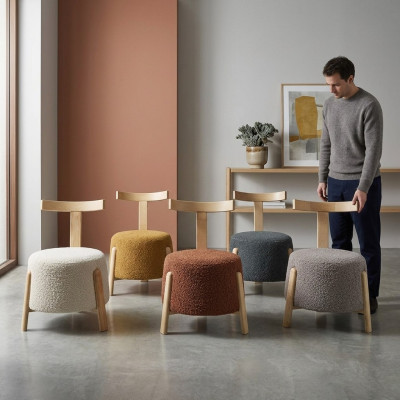 Design Sedia Sedie Lusso Tessuto Imbottiture Set di 5 Pezzi Relax Club