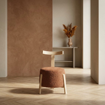 Sedia da sala da pranzo di lusso imbottita rotonda poltrona lounge con schienale 1x nuovo