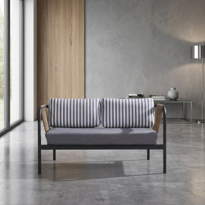 Divano 2 posti divano di lusso moderno in stoffa grigia, design di mobili banca designer.