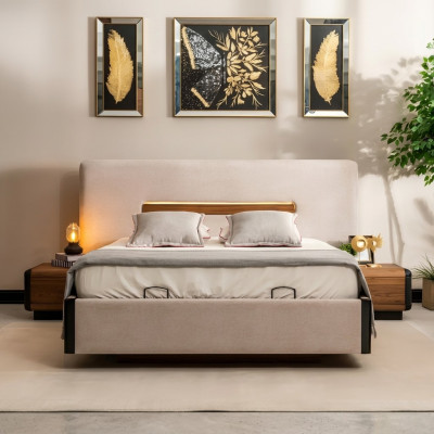Letto Arredamento Design Letti Matrimoniali Lusso Camera da Letto Tessile Legno Nuovo