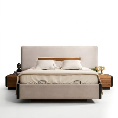 Letto Arredamento Design Letti Matrimoniali Lusso Camera da Letto Tessile Legno Nuovo