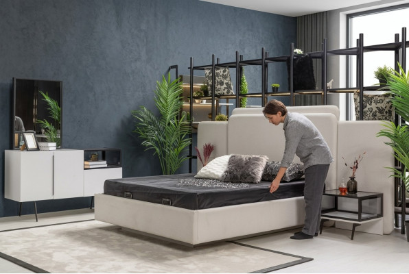 Camera da letto Letto 2x Comodini Lusso Comò Set Design Mobili 5pz