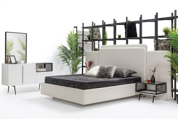 Camera da letto Letto 2x Comodini Lusso Comò Set Design Mobili 5pz