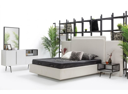 Camera da letto Letto 2x Comodini Lusso Comò Set Design Mobili 5pz